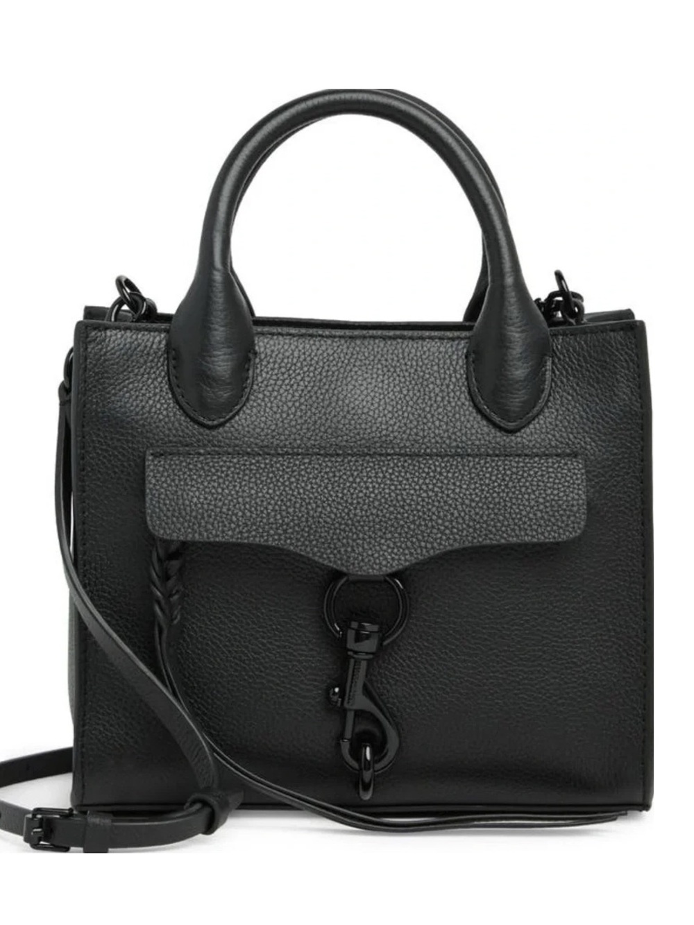 Rebecca Minkoff Black Leather Monochrome Megan Mini Crossbody Tote